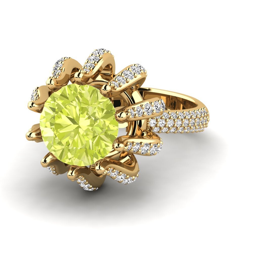 14k Oro Amarillo Cuarzo Limón Anillo de compromiso Zekrom