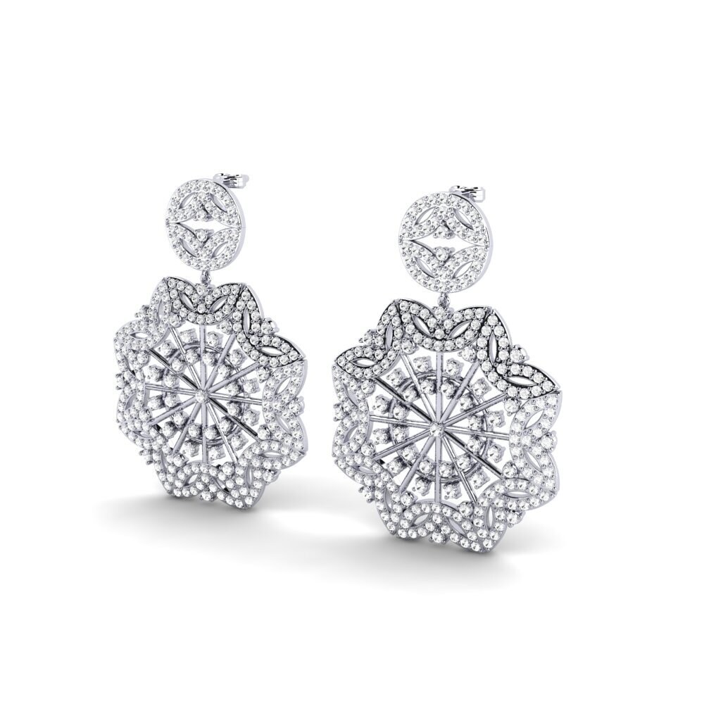 Đá Sapphire Trắng Bông tai nữ Hevey