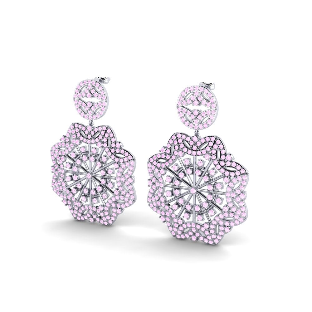 Đá Sapphire Hồng Bông tai nữ Hevey
