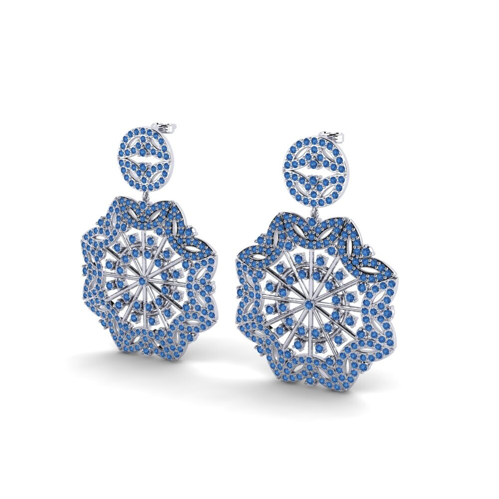 Zircônia azul escuro Brincos Feminino Hevey