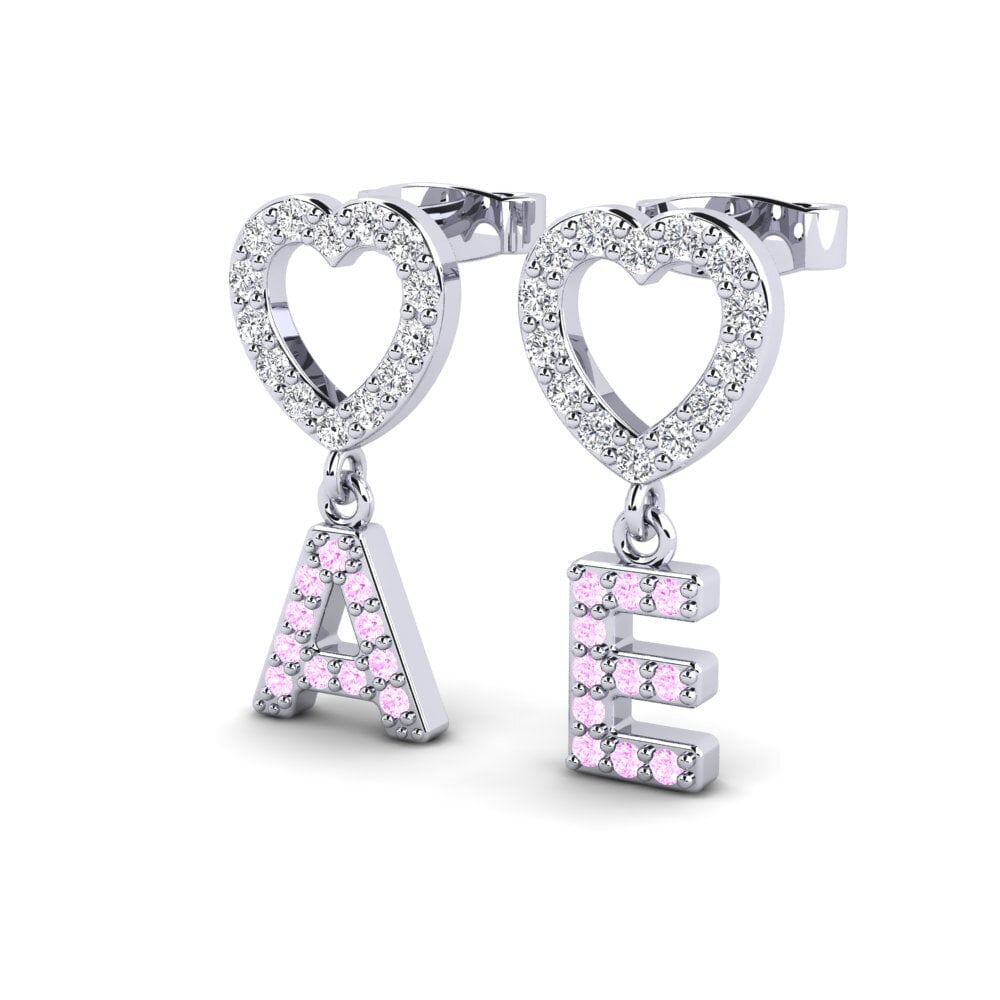 18ct White Gold Pink Sapphire Women's Earring Lieser