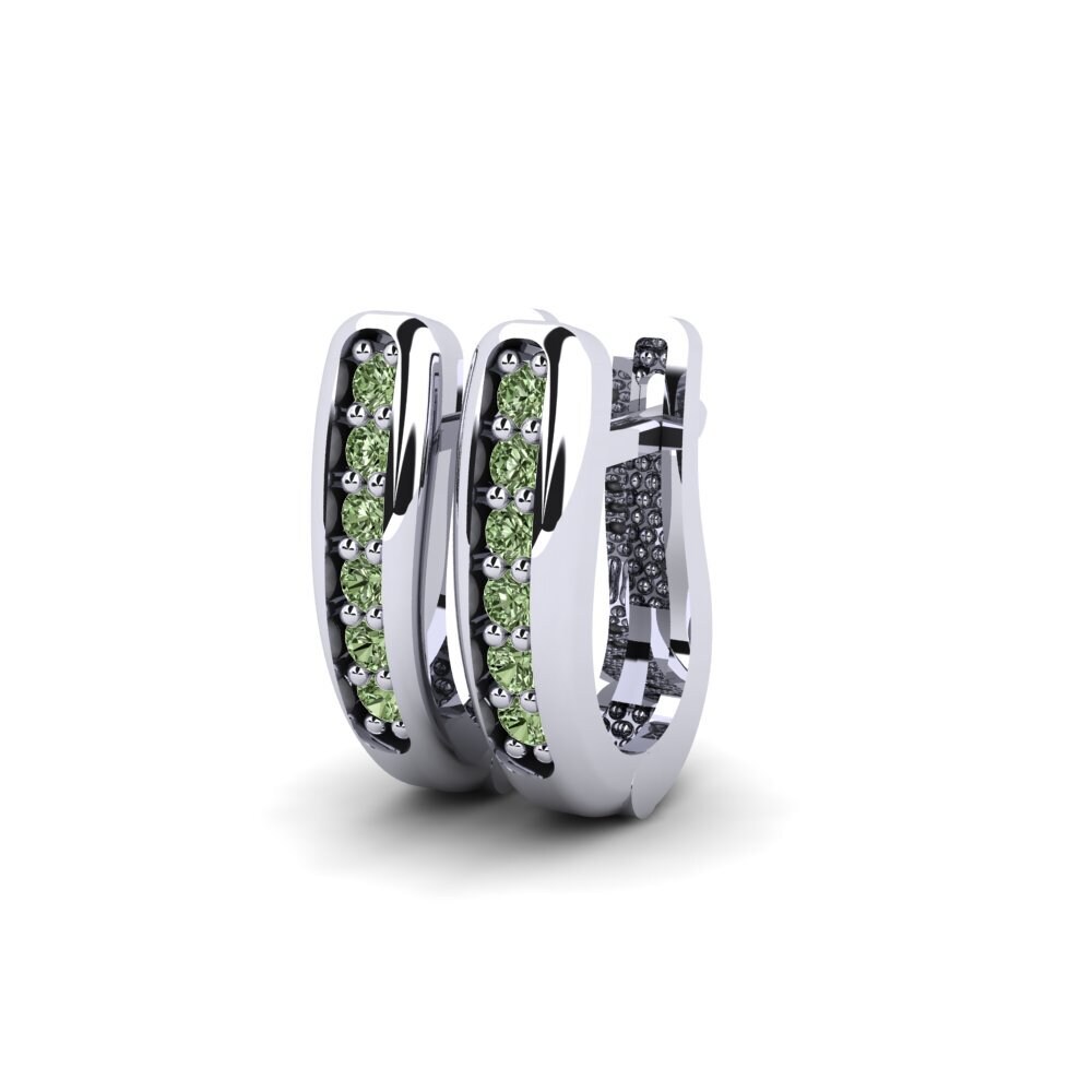 Oro Bianco 585 Diamante Verde Orecchino da donna Munna