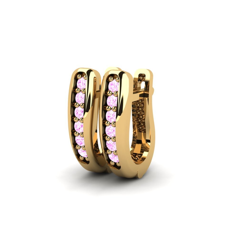 18k Oro Amarillo Zafiro Rosado Pendiente de mujer Munna
