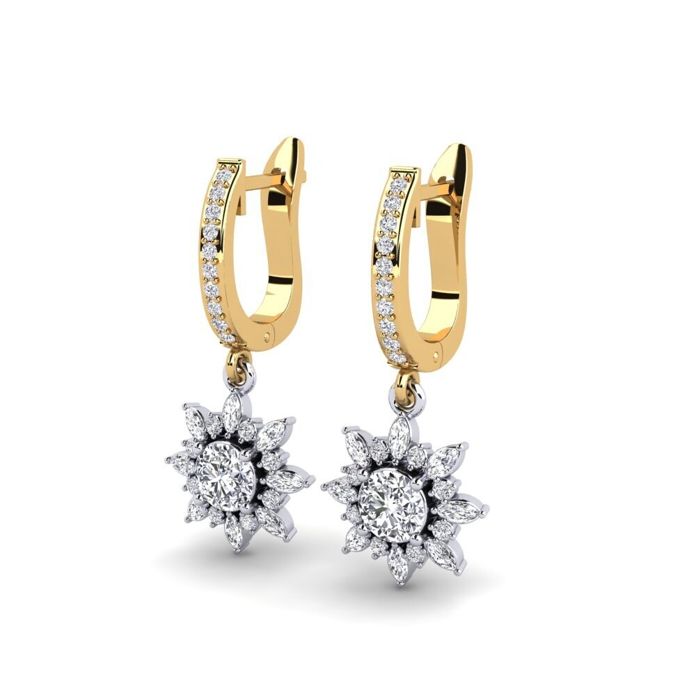 18ct White & Yellow Gold Women's Earring Ravi