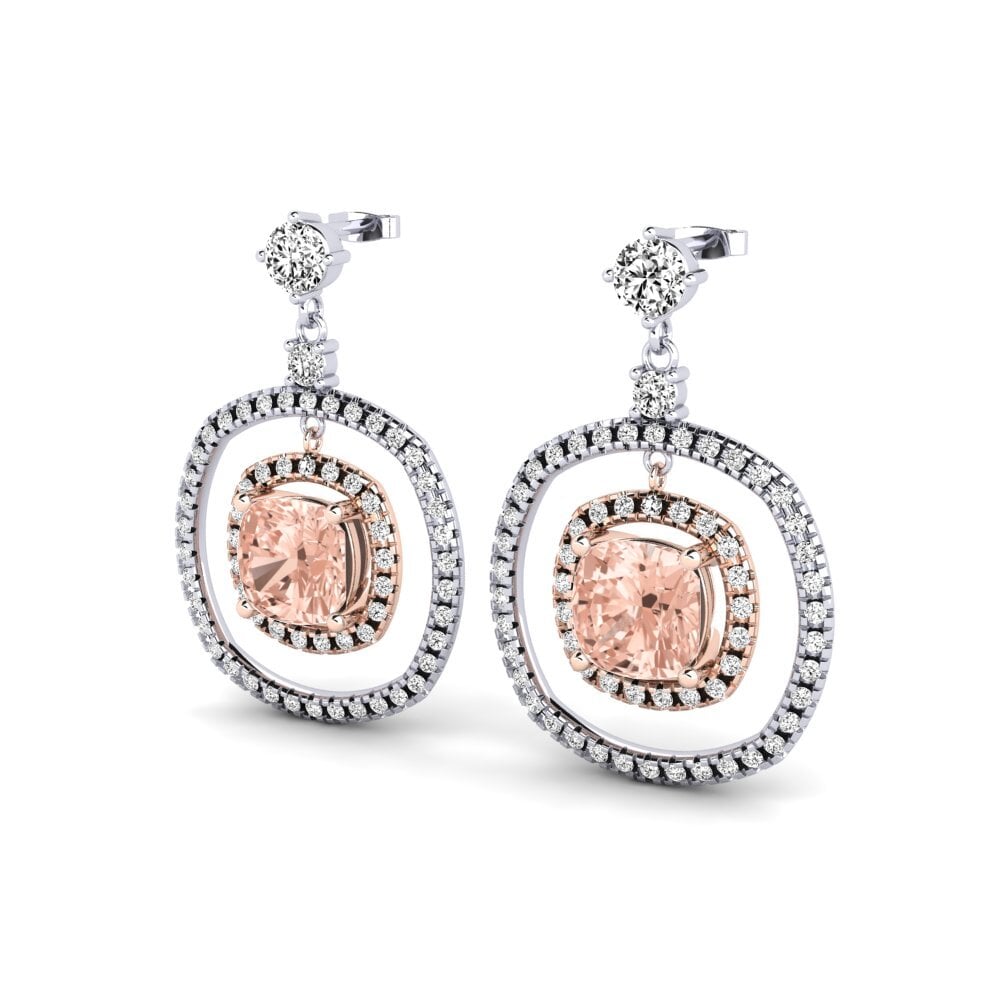 14ct White & Rose Gold Morganite Women's Earring Sherilyn