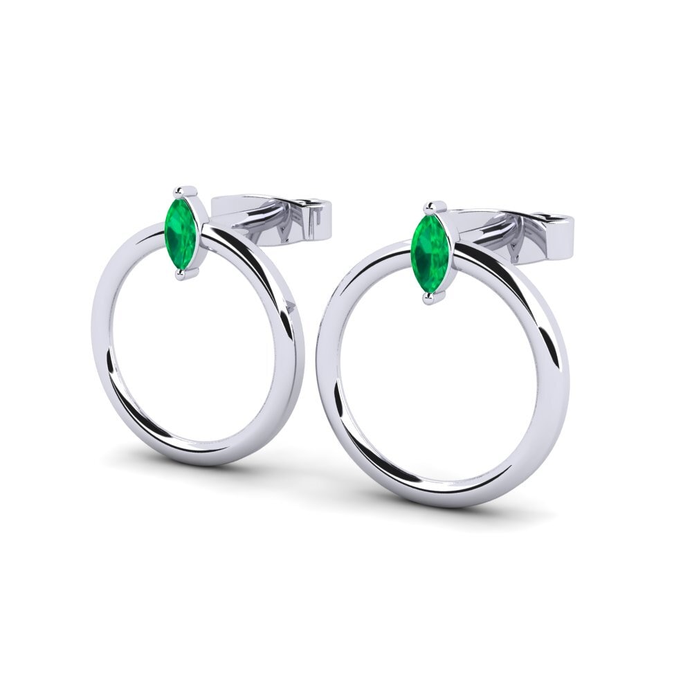 14k Oro Blanco Esmeralda Pendiente de mujer Shimon