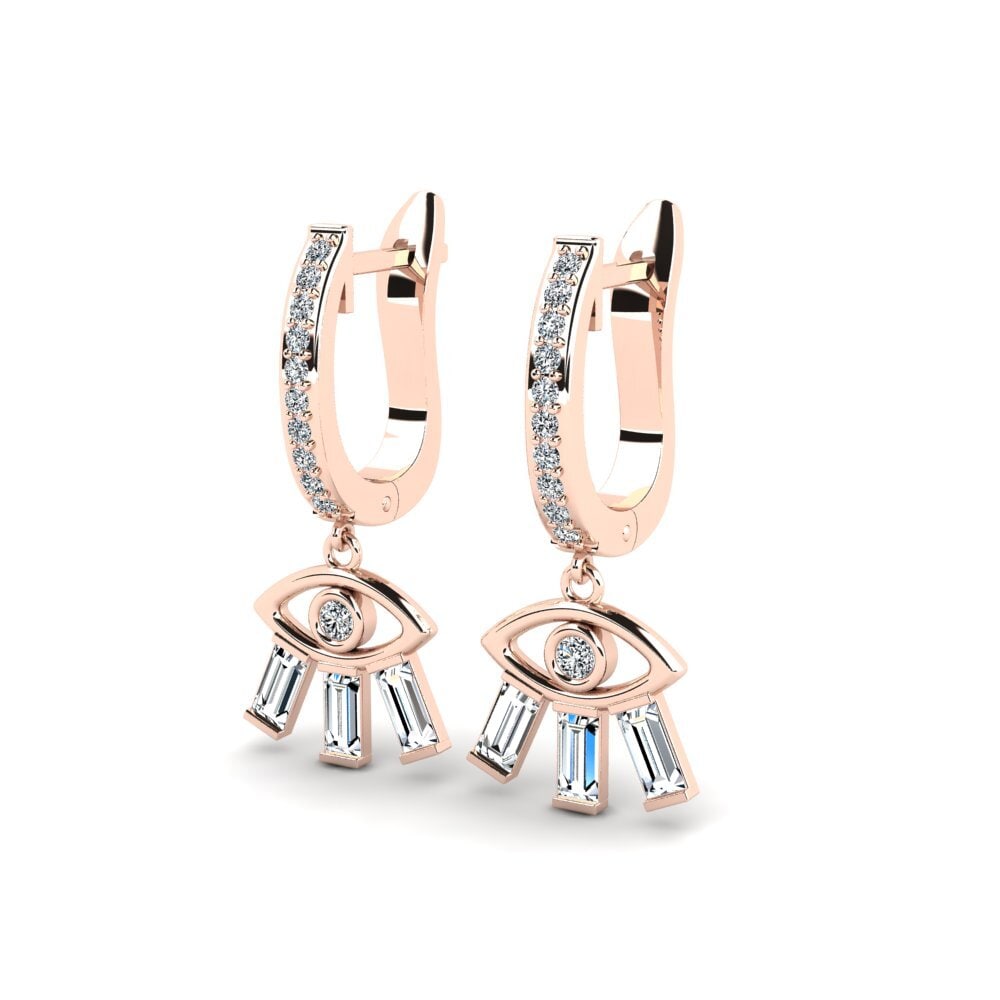 14k Oro Rosa Baguette Pendiente de mujer Silicobra