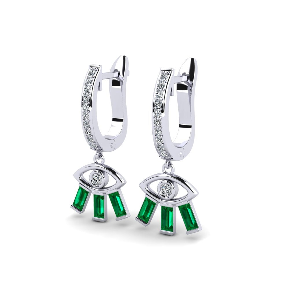 Baguette Circonita Verde Pendiente de mujer Silicobra