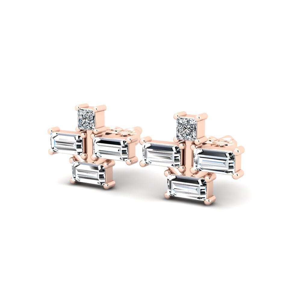 14k Oro Rosa Baguette Pendiente de mujer Silvester