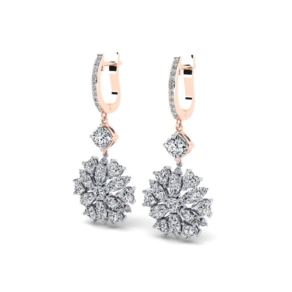 14ct White / Rose Gold Cushion Women's Earring Viviana
