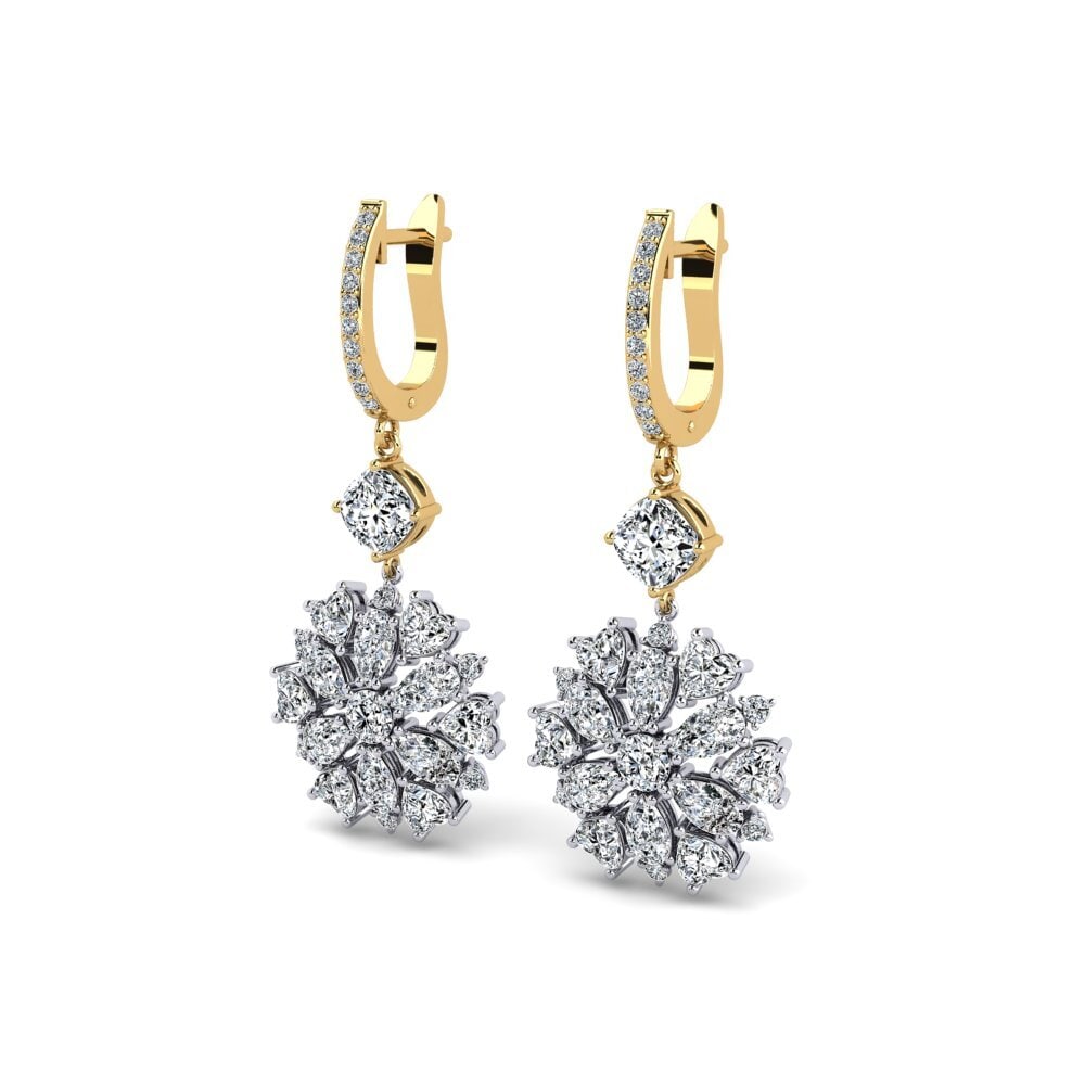 14k Oro Blanco / Amarillo Cojín Pendiente de mujer Viviana