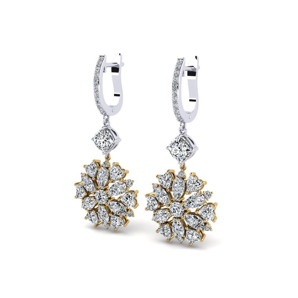 14k Oro Amarillo/Blanco Cojín Pendiente de mujer Viviana
