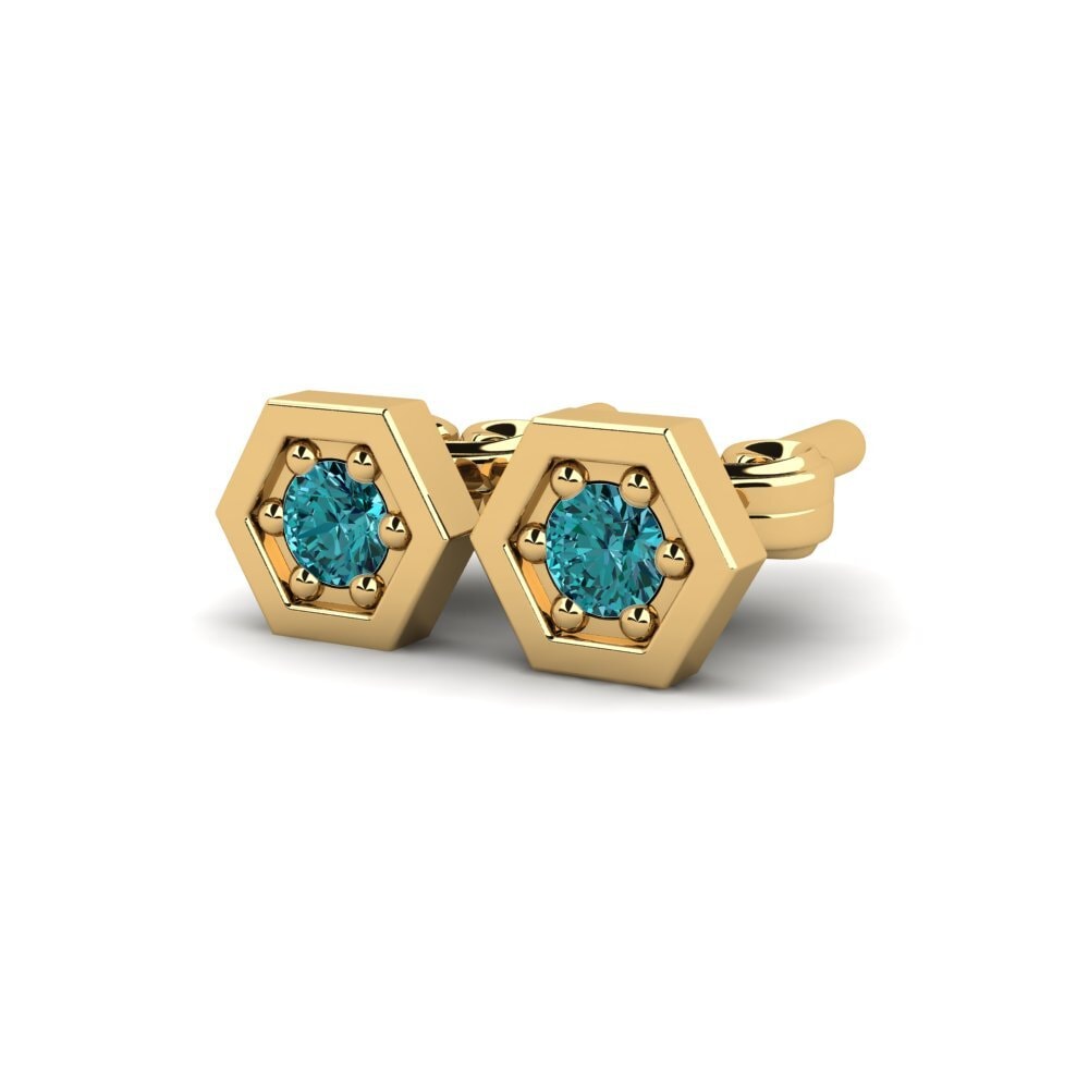 Oro Giallo 750 Diamante Blu Orecchino da donna Businge