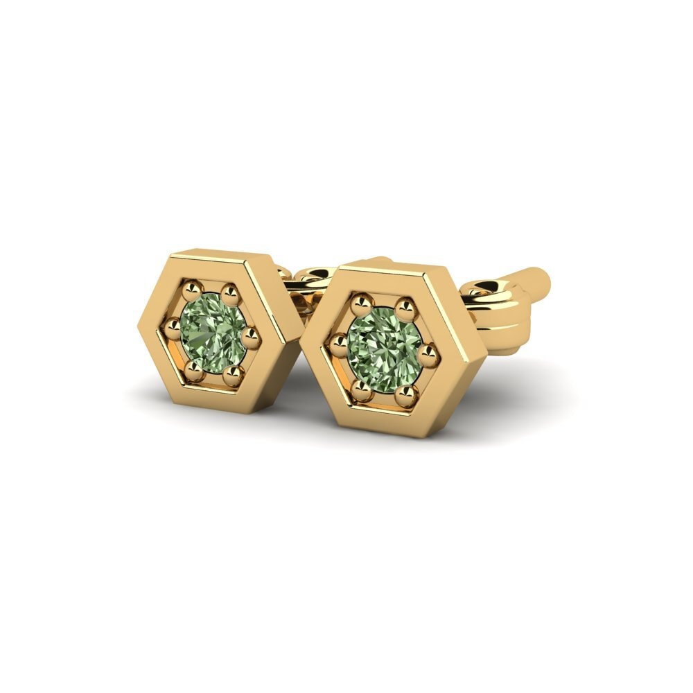 14ct Yellow Gold Green Diamond Women's Earring Businge