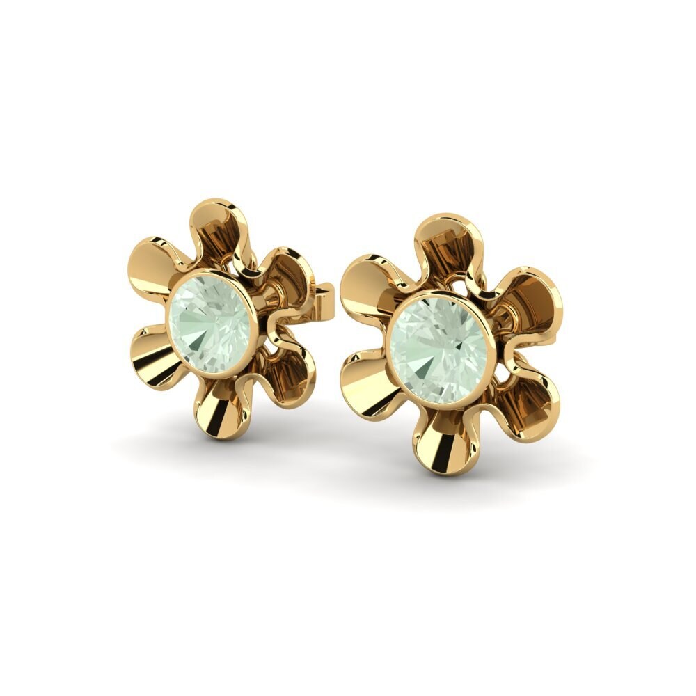 14ct Yellow Gold Green Amethyst Women's Earring Celio