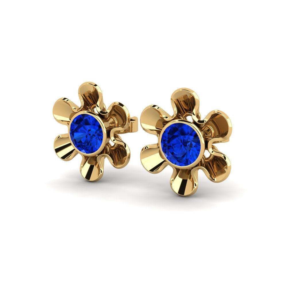 14ct Yellow Gold Sapphire (Lab Created) Women's Earring Celio