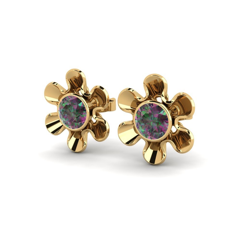 14ct Yellow Gold Mystic Topaz Women's Earring Celio