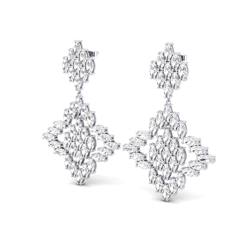 Đá Sapphire Trắng Bông tai nữ Fansler