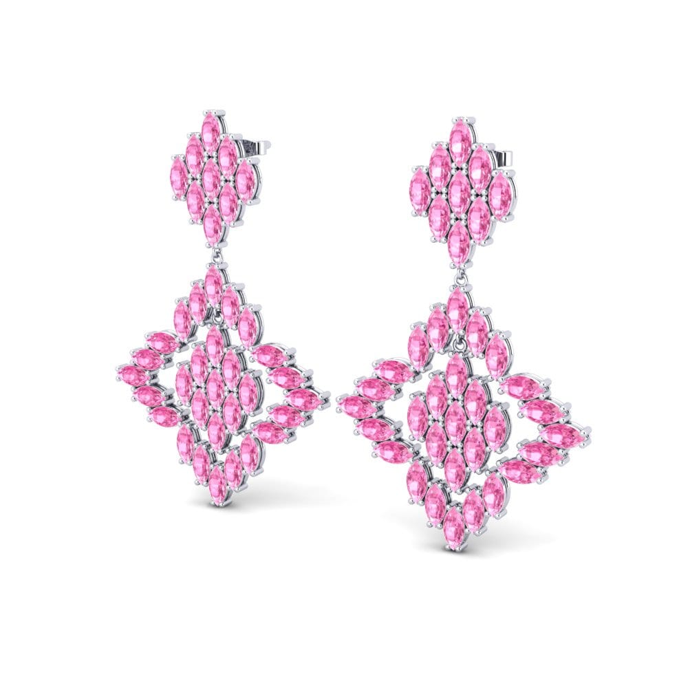 Đá Sapphire Hồng Bông tai nữ Fansler
