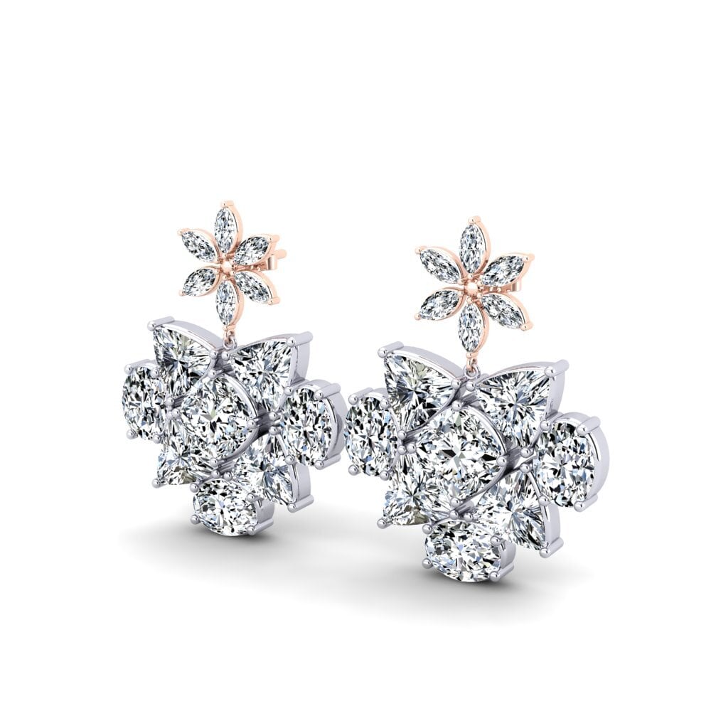 14ct White / Rose Gold Cushion Women's Earring Jenella