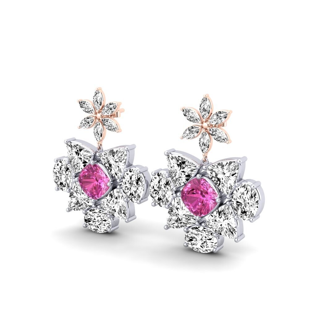 9k Oro Blanco & Rosa Topacio Rosa Pendiente de mujer Jenella