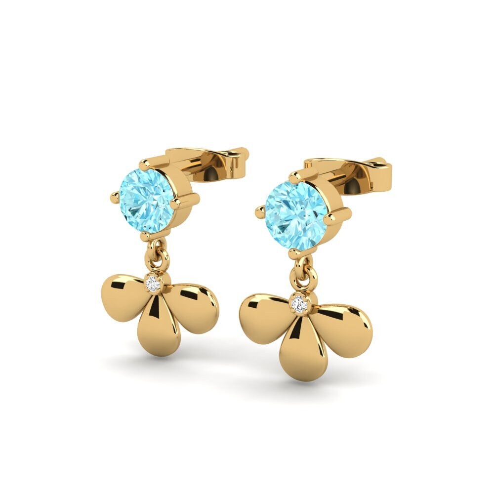 14ct Yellow Gold Aquamarine Women's Earring Nekesa