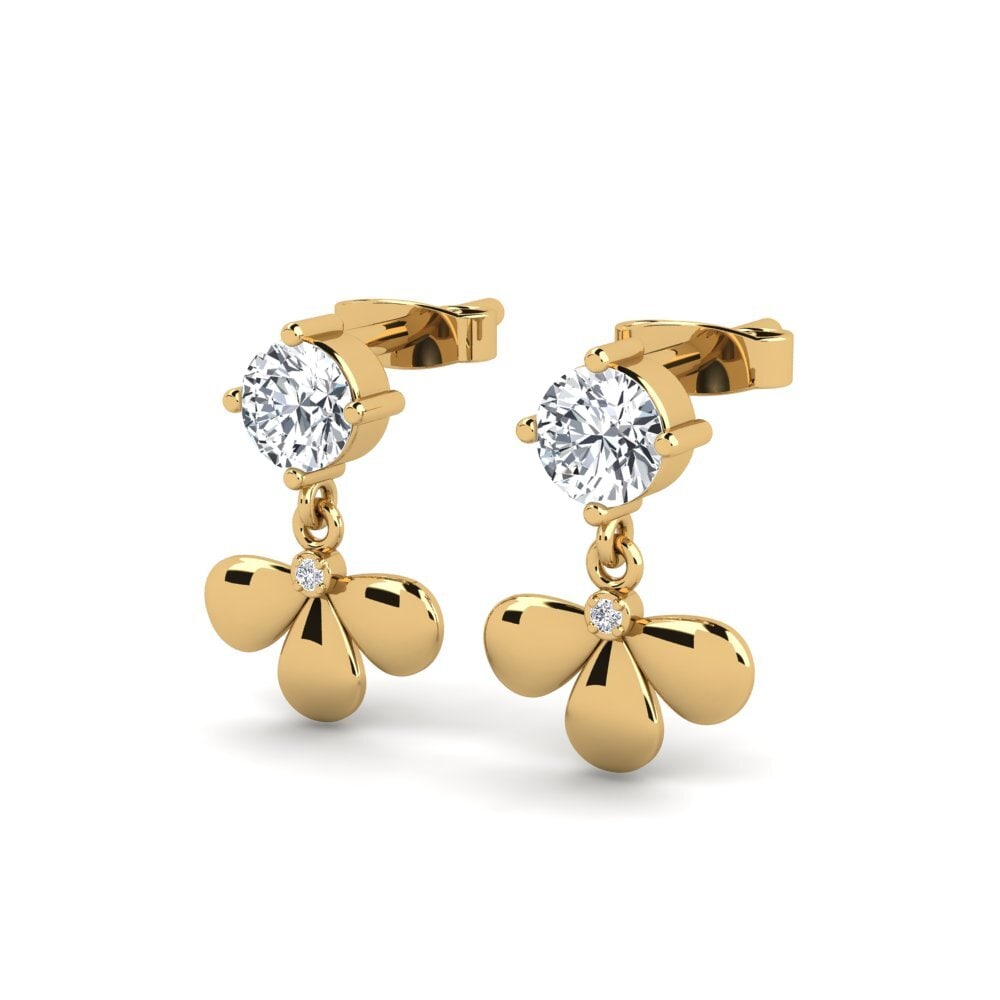 14ct Yellow Gold White Zircon Women's Earring Nekesa