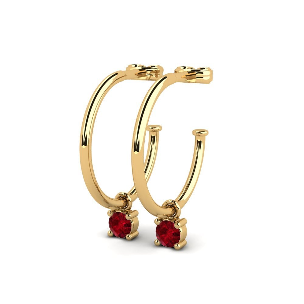 9ct Yellow Gold Ruby Women's Earring Newt