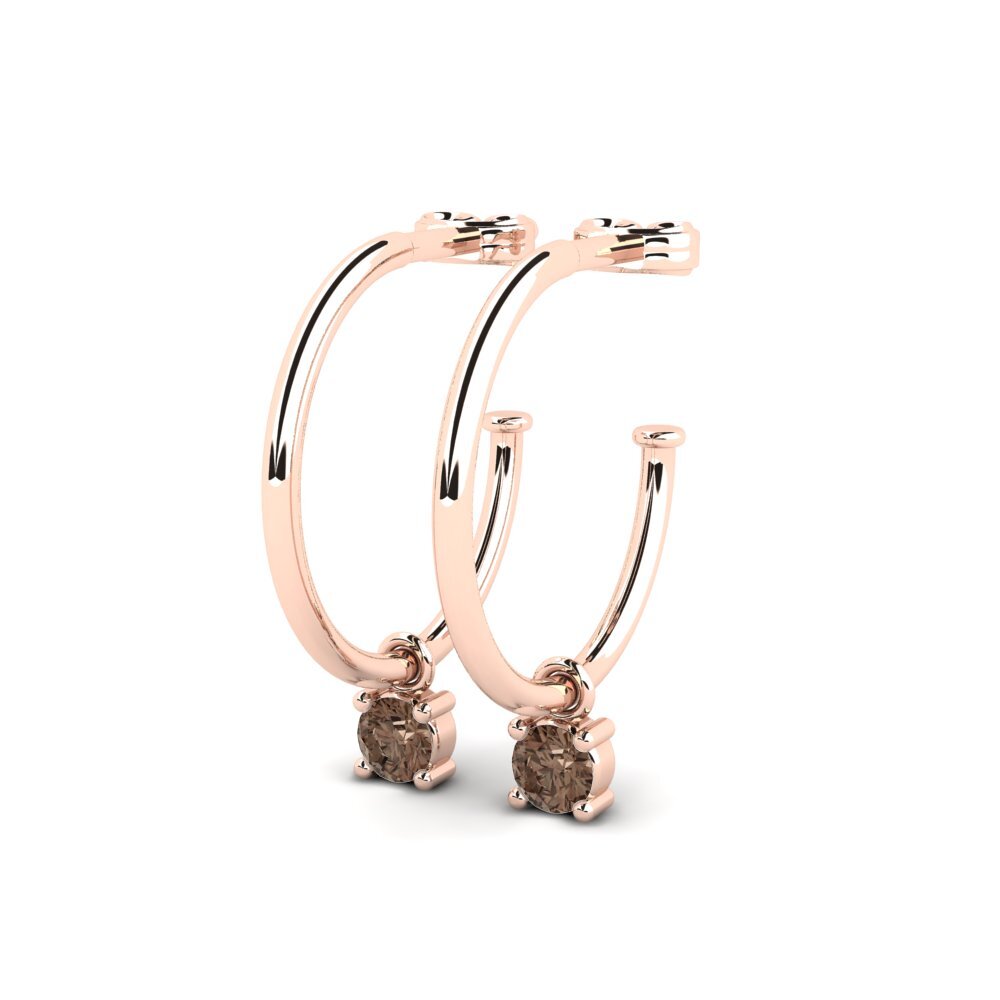 14k Oro Rosa Cuarzo humo Pendiente de mujer Newt