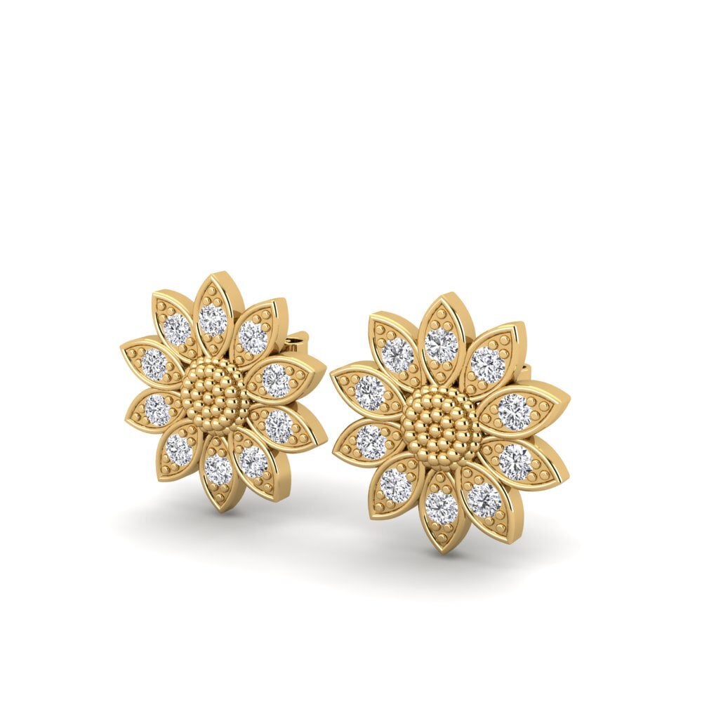 Ouro Amarelo 14K Diamante Produzido em Laboratório Brincos Feminino Nortrom