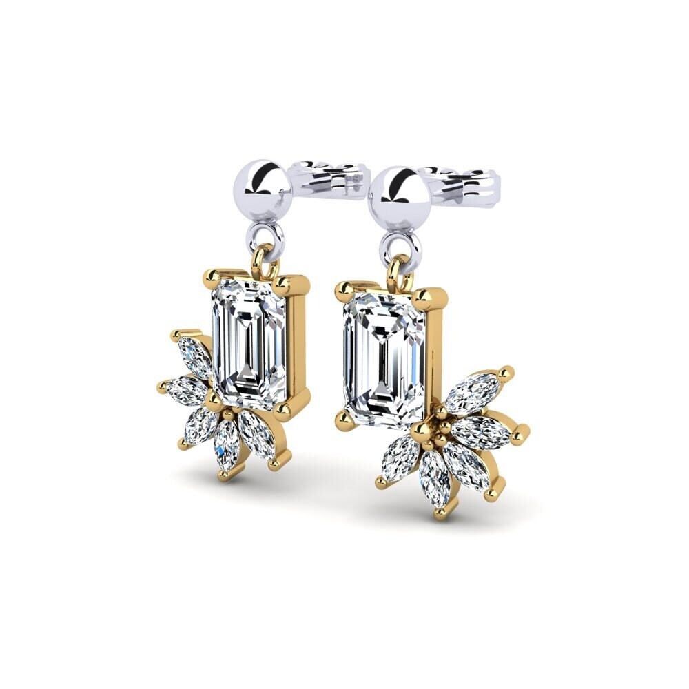 14k Oro Amarillo & Blanco Esmeralda Pendiente de mujer Notah