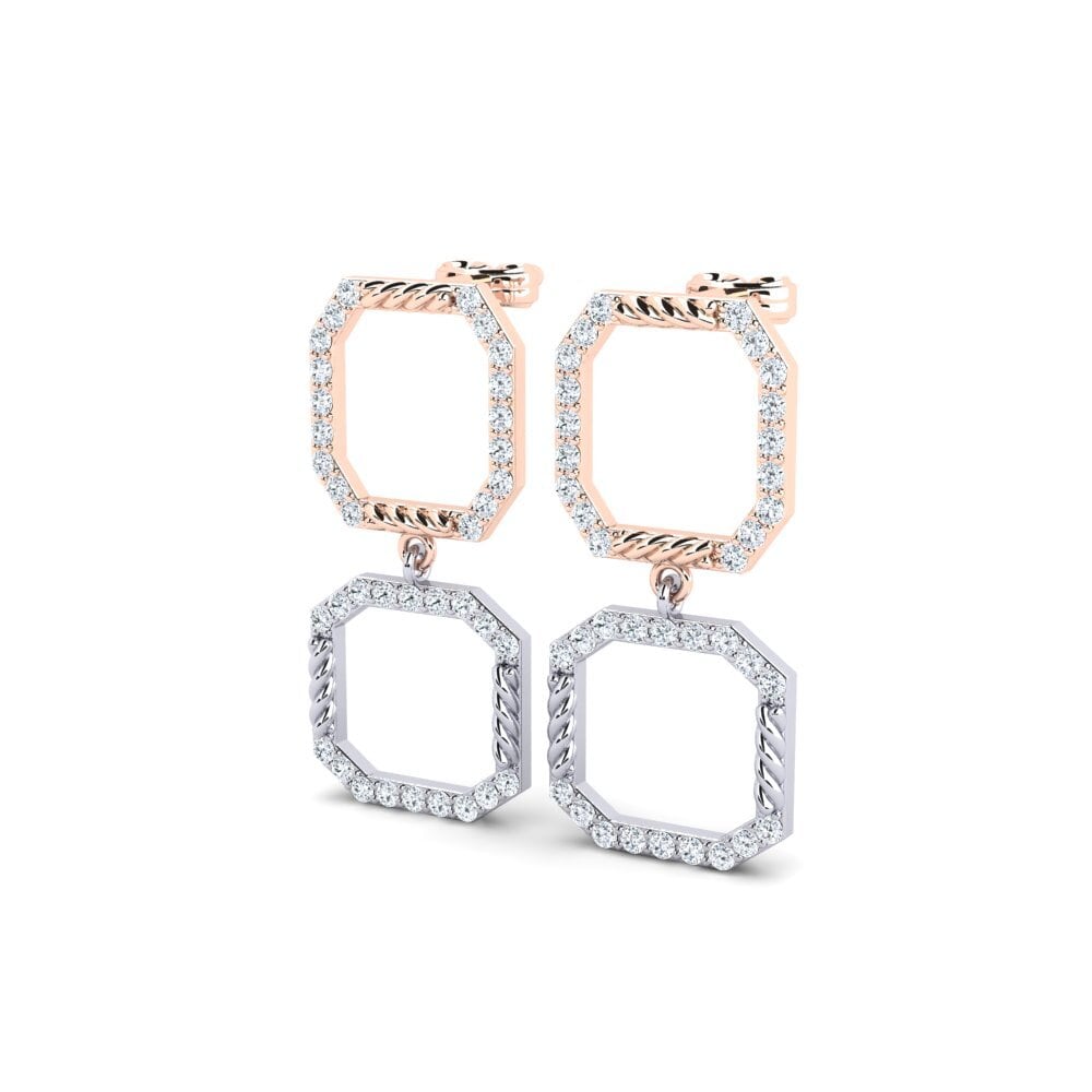 9k Oro Rosa & Blanco Pendiente de mujer Roberts