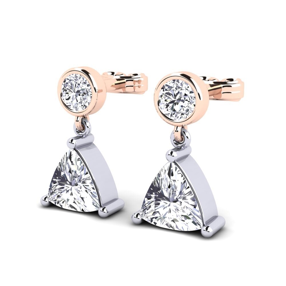 14k Oro Blanco & Rosa Trillón Pendiente de mujer Rohit