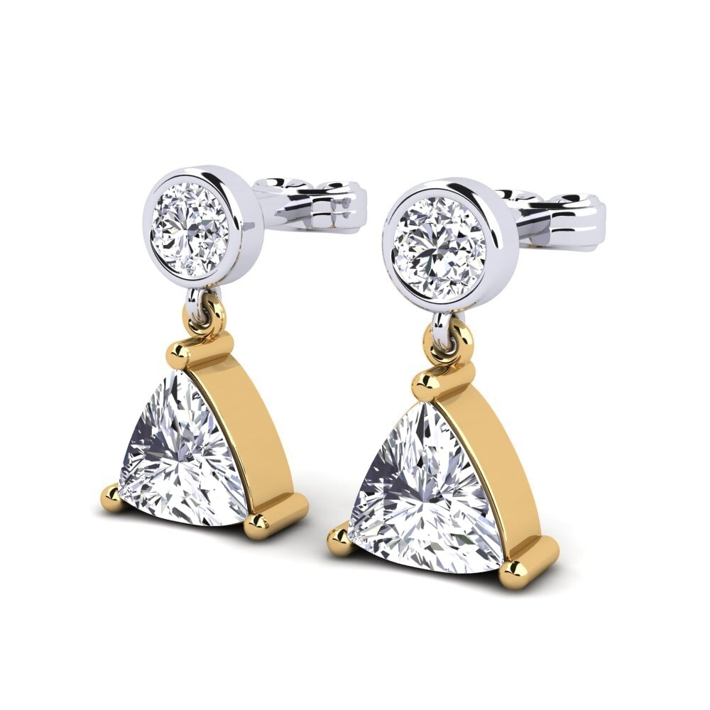 14k Oro Amarillo/Blanco Trillón Pendiente de mujer Rohit