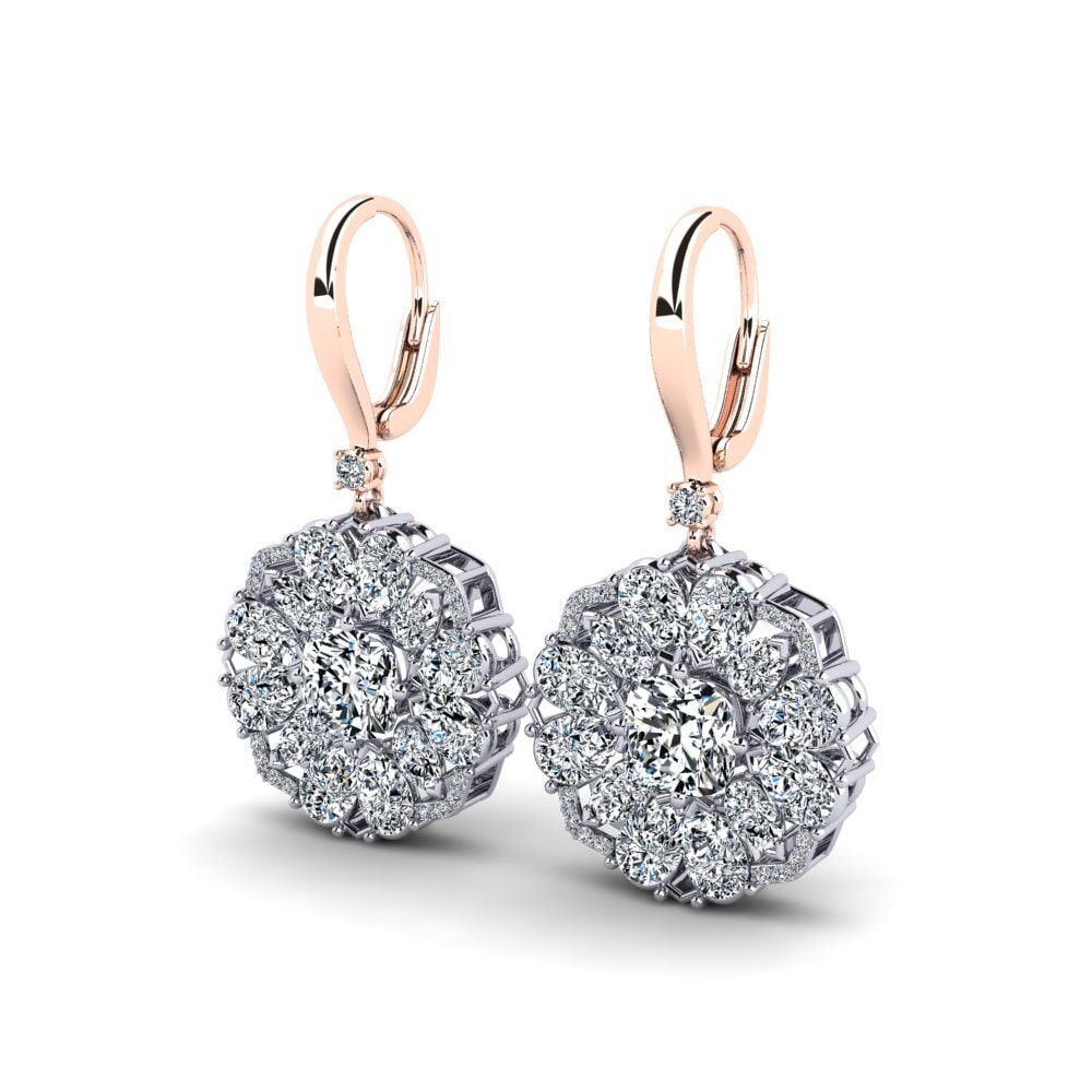 14ct White / Rose Gold Cushion Women's Earring Roseann