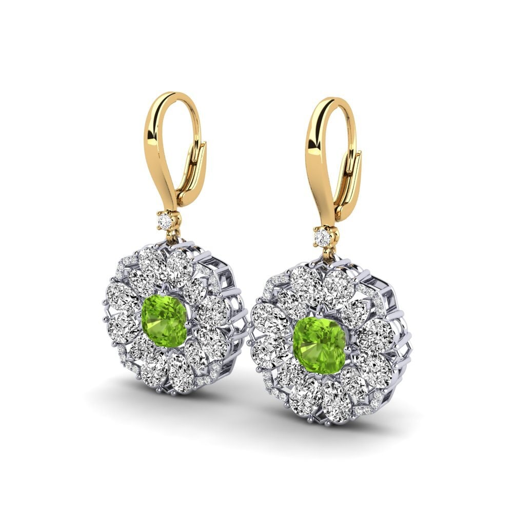9ct White & Yellow Gold Peridot Women's Earring Roseann