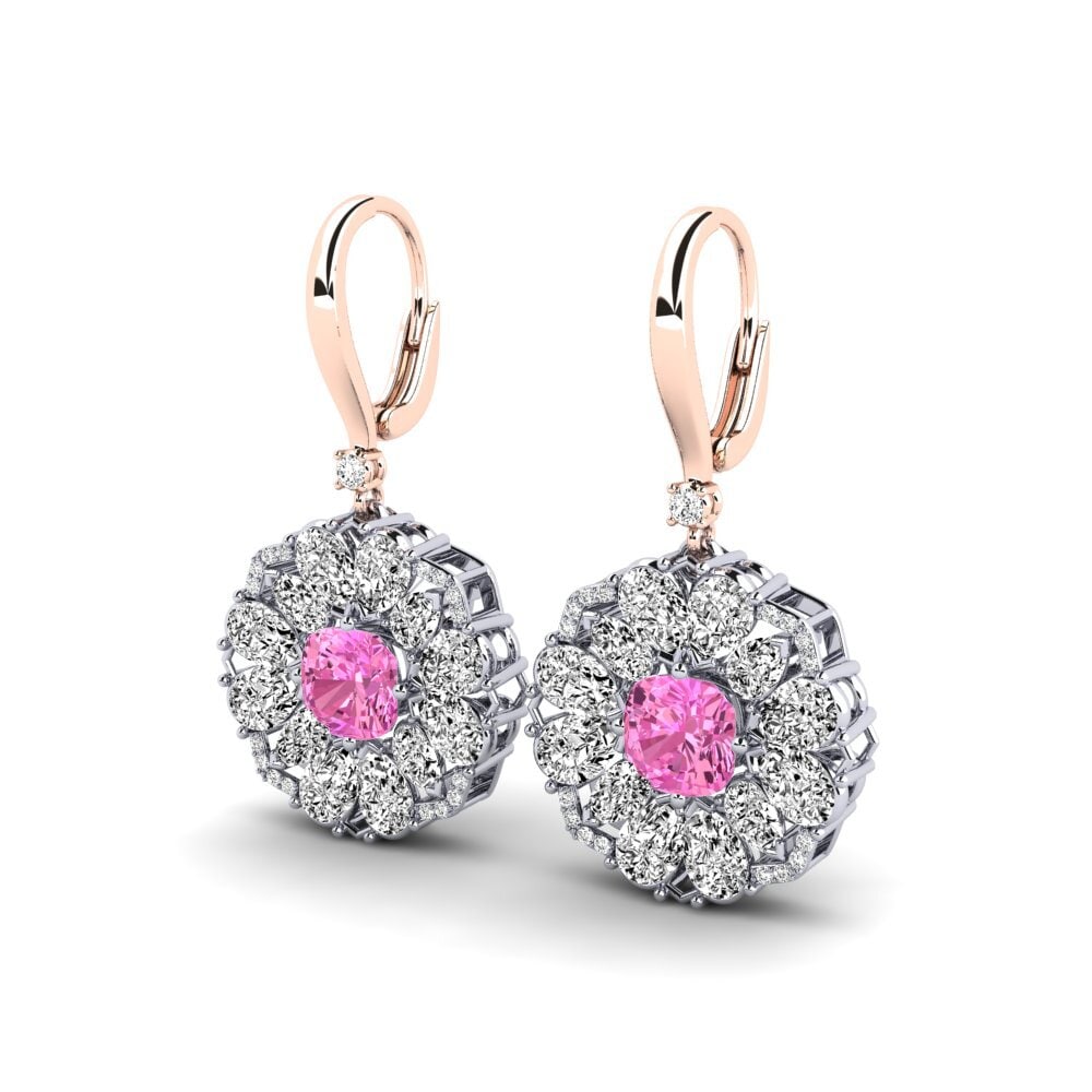9k Oro Blanco & Rosa Topacio Rosa Pendiente de mujer Roseann
