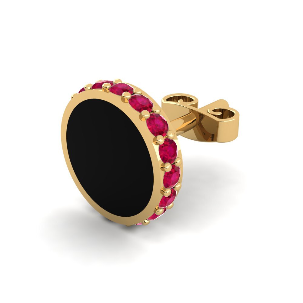 9ct Yellow Gold Ruby Men's Earring Carbine