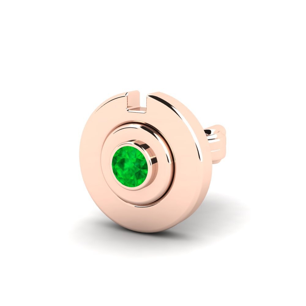 9ct Rose Gold Emerald Men's Earring Cascoon