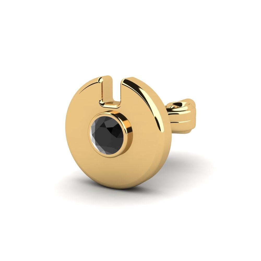 14ct Yellow Gold Black Diamond Men's Earring Cherrim