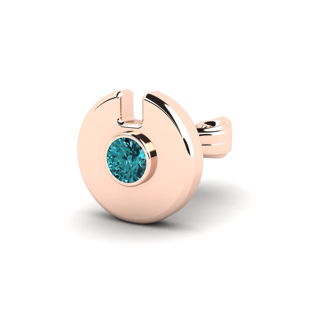 14ct Rose Gold Blue Diamond Men's Earring Cherrim