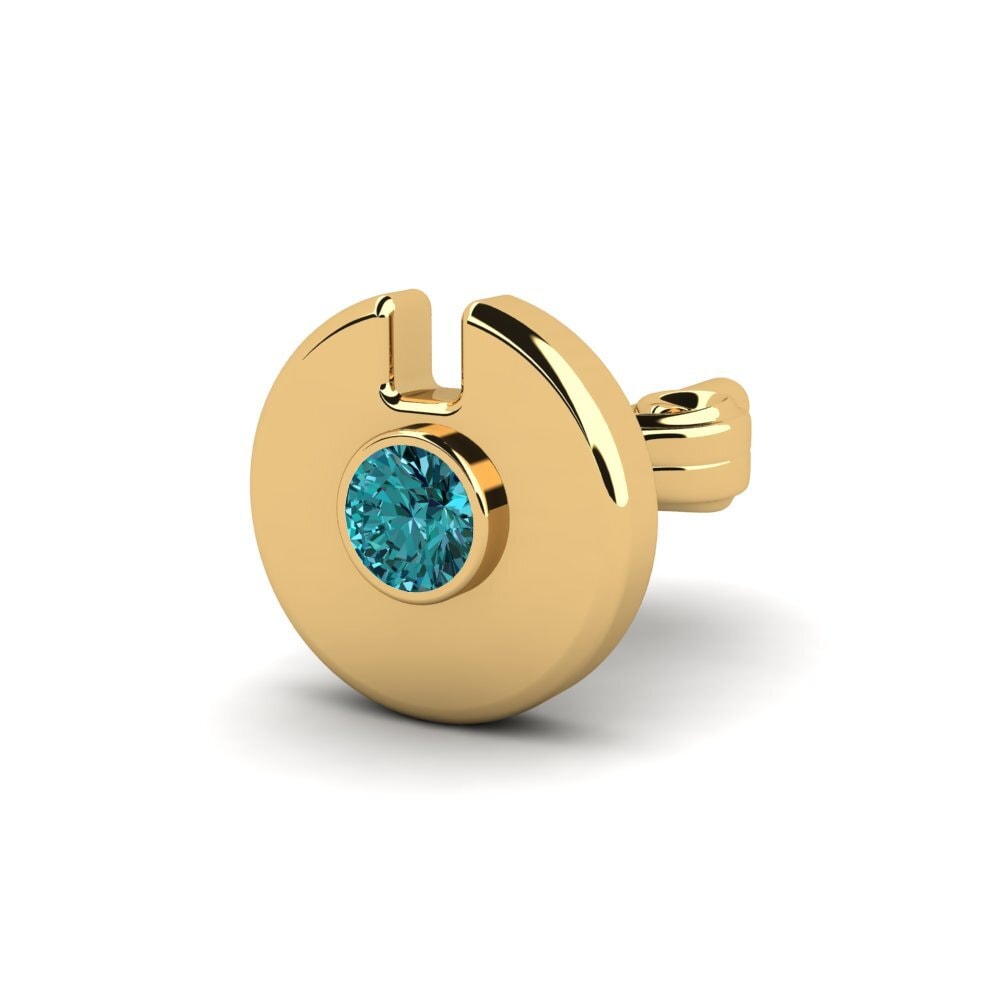 18ct Yellow Gold Blue Diamond Men's Earring Cherrim