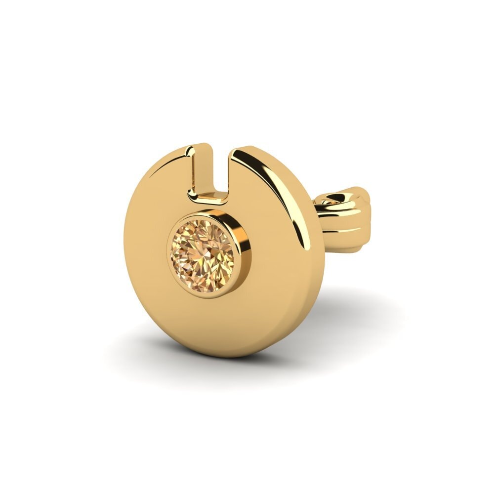 14ct Yellow Gold Brown Diamond Men's Earring Cherrim