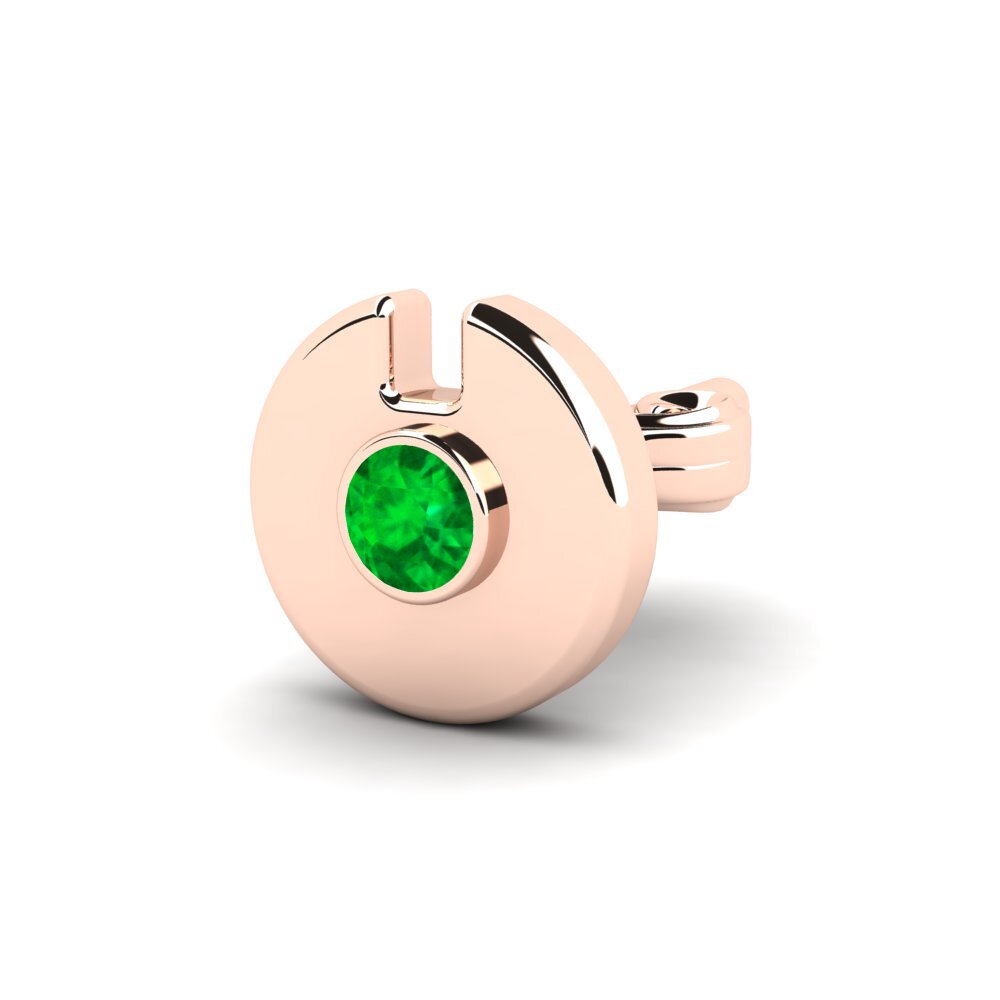 14ct Rose Gold Emerald Men's Earring Cherrim