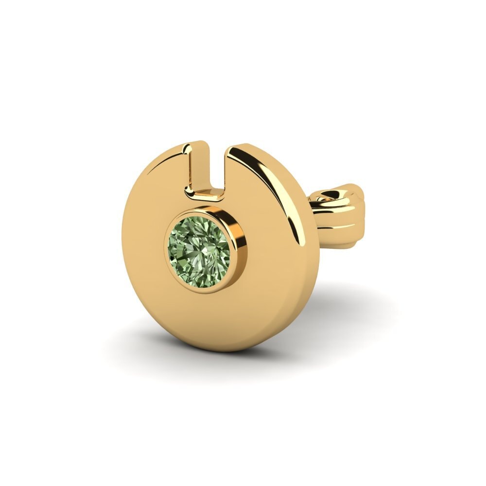 9ct Yellow Gold Green Diamond Men's Earring Cherrim