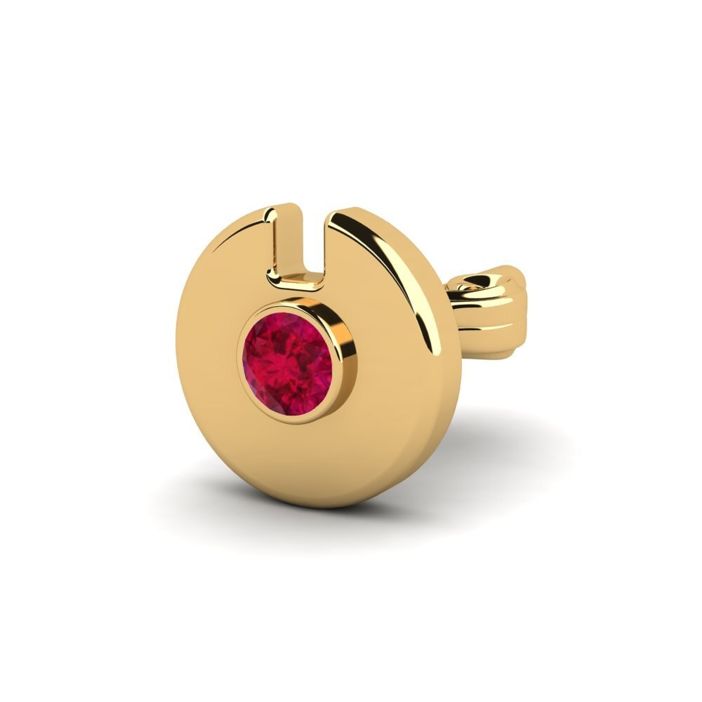 18ct Yellow Gold Ruby Men's Earring Cherrim