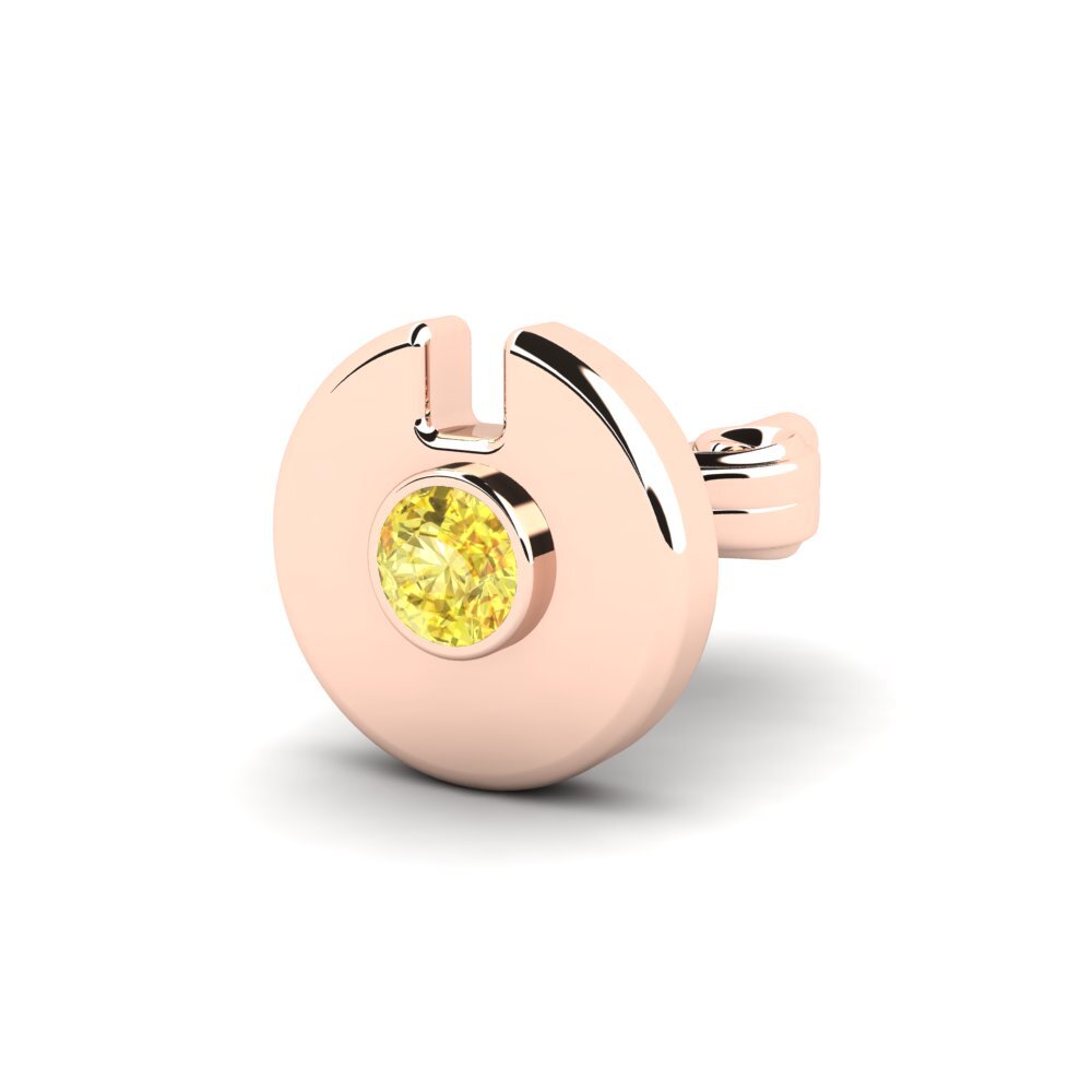14ct Rose Gold Yellow Sapphire Men's Earring Cherrim