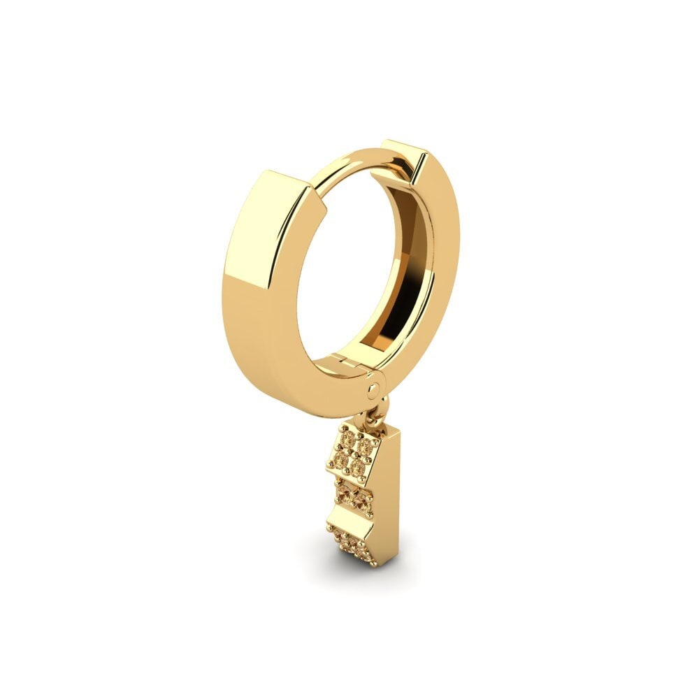 18ct Yellow Gold Brown Diamond Men's Earring Clefable