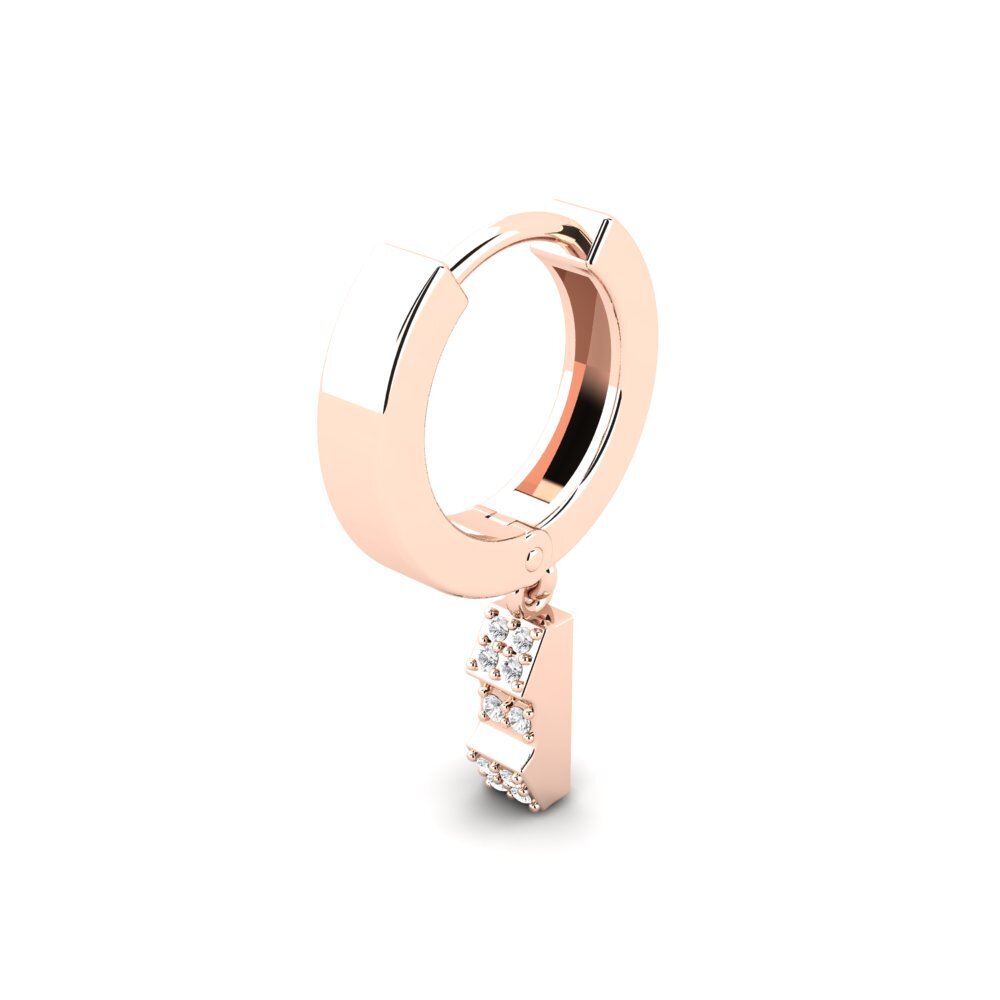 14ct Rose Gold White sapphire Men's Earring Clefable