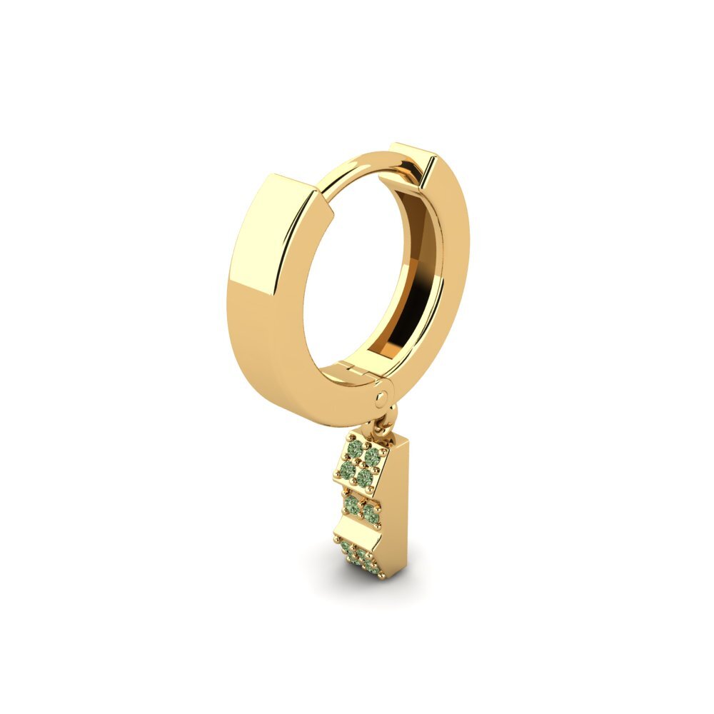 14ct Yellow Gold Green Diamond Men's Earring Clefable